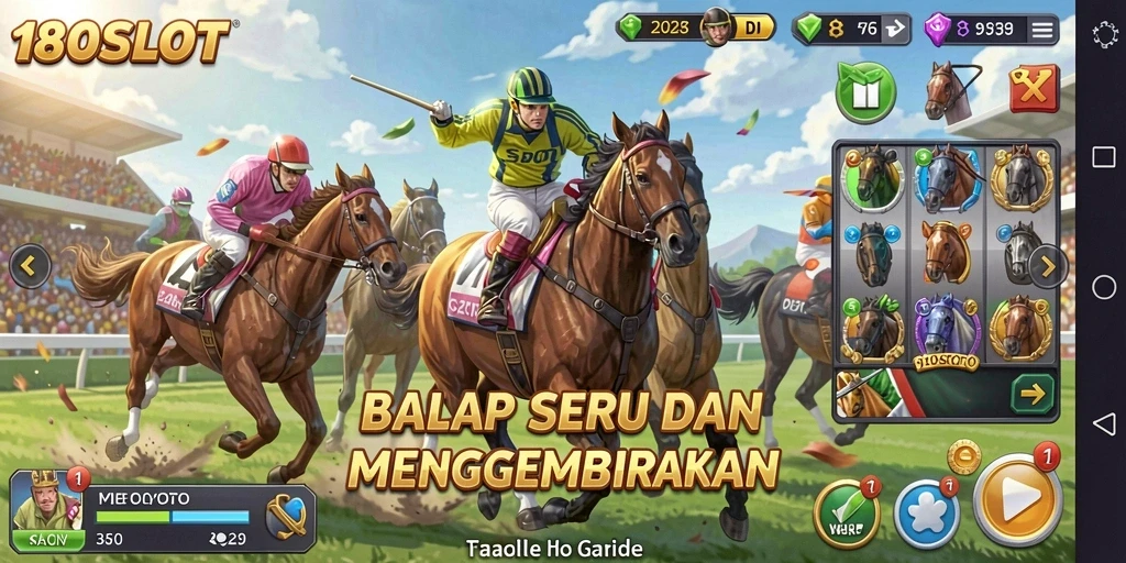 Screenshot gameplay 180SLOT dengan aksi balap yang mendebarkan.