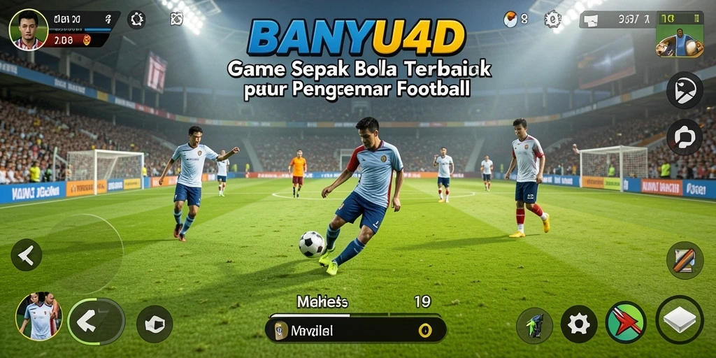 Screenshot utama BANYU4D menunjukkan aksi pertandingan sepak bola yang seru.