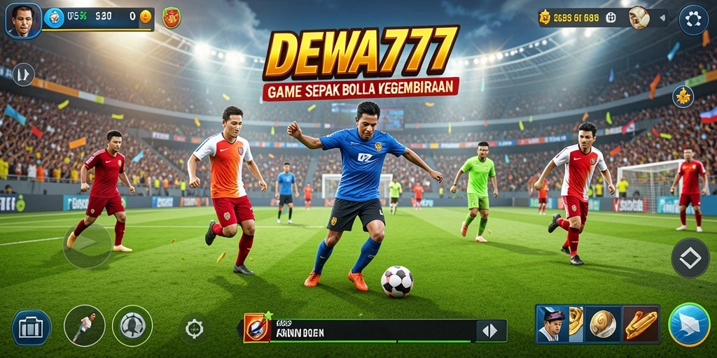 Screenshot DEWA777 dengan aksi permainan sepak bola yang nyata dan seru.