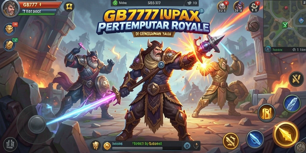 Screenshot GB777 menampilkan aksi pertempuran seru di arena Battle Royale.