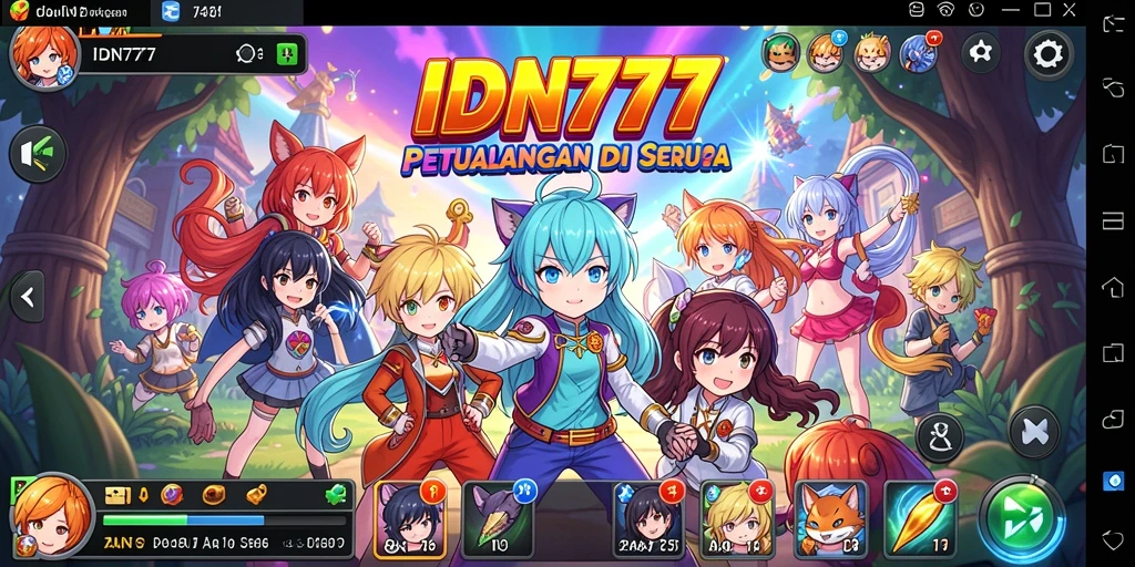 Tampilan gameplay seru dari IDN777 yang membawa Anda ke dunia anime.