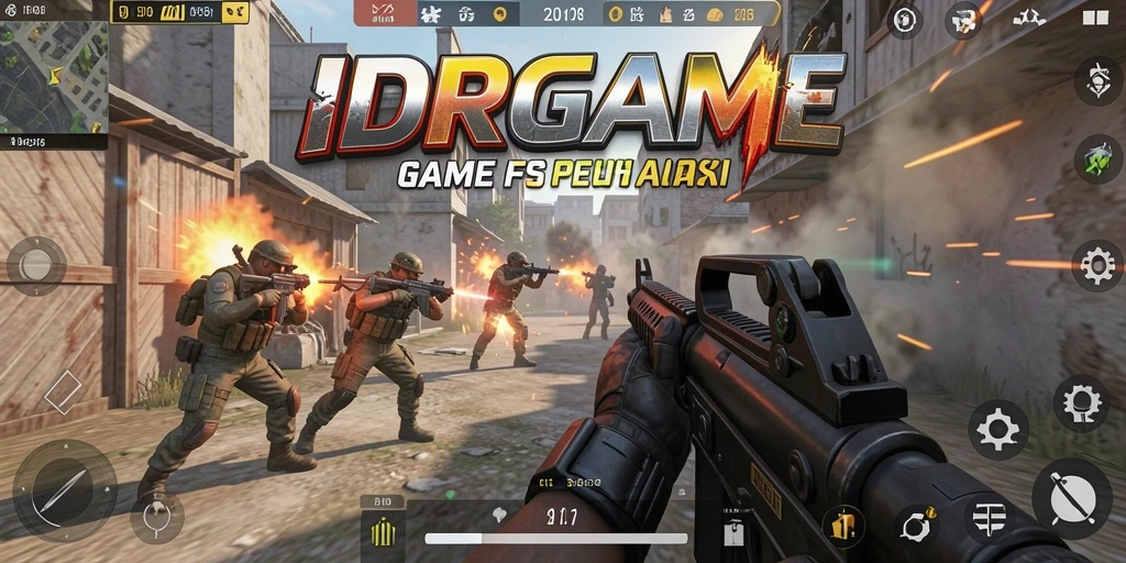Tampilan gameplay memukau IDRGAME dalam aksi tembak-menembak.