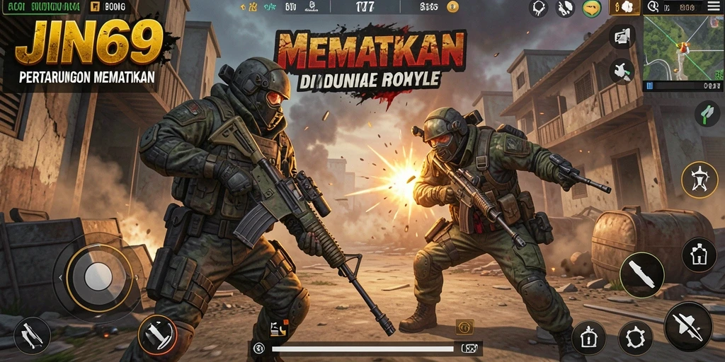 Tampilan gameplay seru di arena pertarungan Battle Royale JIN69.