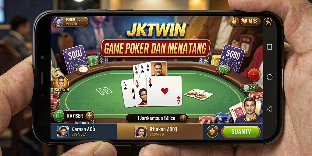 Screenshot menampilkan gameplay poker yang mendebarkan dan interaktif.