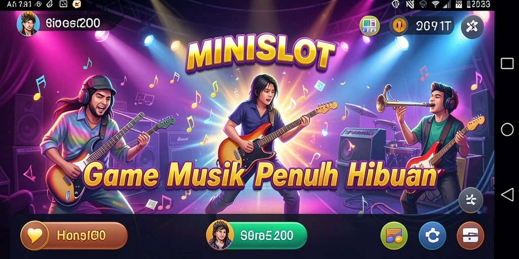 Screenshot gameplay MINISLOT menampilkan keseruan permainan musik yang interaktif.