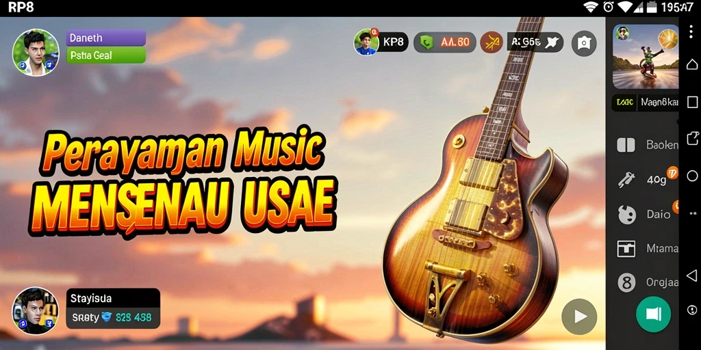 Tampilan gameplay RP8 dengan berbagai pilihan lagu menarik.