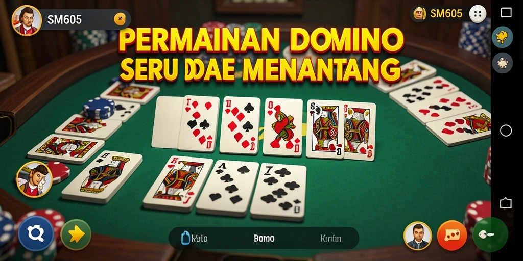 Screenshot gameplay SM605 yang menarik dan mendebarkan saat bermain Domino.