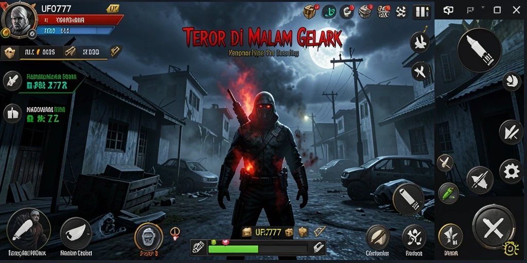 Tampilan gameplay UFO777 yang menegangkan dengan suasana Horror.