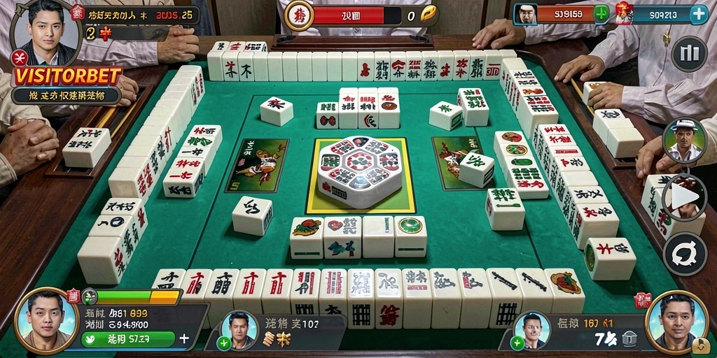 Tangkapan layar gameplay VISITORBET menampilkan aksi Mahjong yang seru dan mendebarkan.